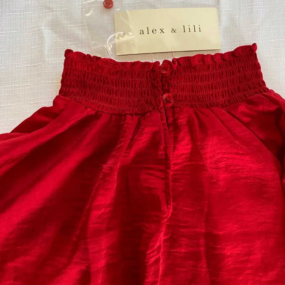 Title: Alex & Lili Red Smocked High Neck Blouse – NWT Size XL - Picture 7 of 12